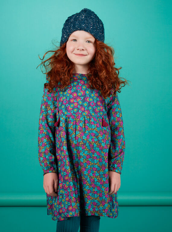 Vestido de manga larga con estampado floral y volante delante KAECOROB4 / 20W901H3ROBH703