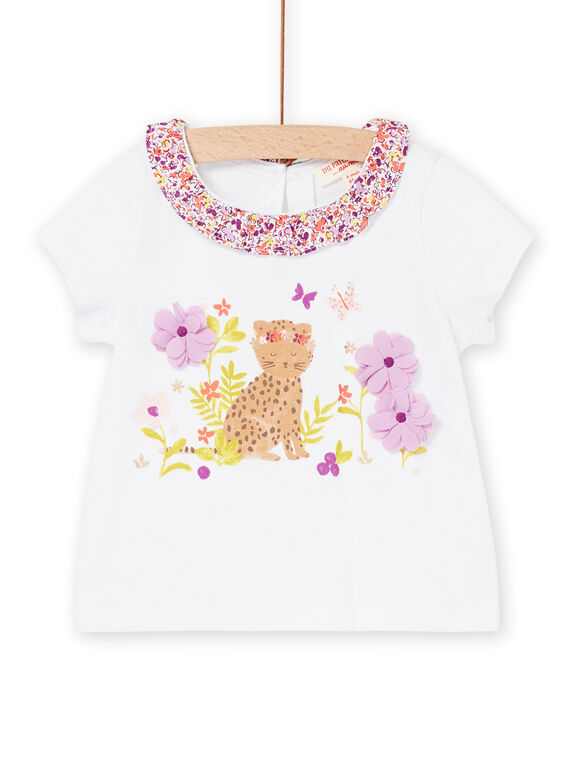 Camiseta con estampado de gato y dibujo floral RINEOBRA / 23SG09O1BRA000