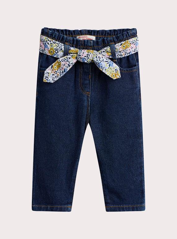 Vaqueros oscuros con cinturón para bebé niña VIGAJEAN / 24WG0911JEAK005