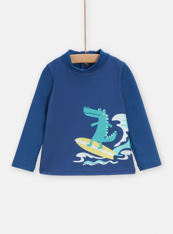 Camiseta de baño de color azul marino con estampado de cocodrilo surfista para bebé niño TYUTEEUV / 24SI10G4MAI070