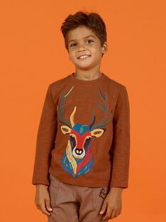 Camiseta de color marrón con estampado de ciervo bordado para niño MOSAUTEE4 / 21W902P1TML809