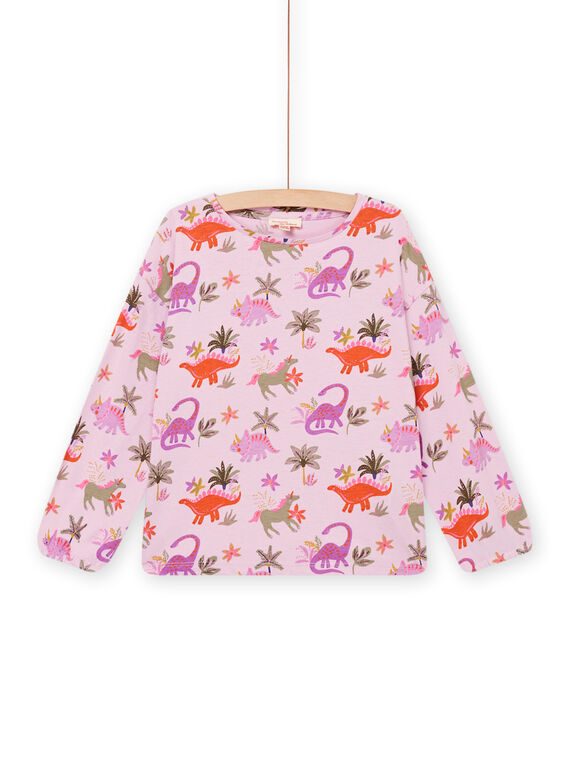 Camiseta de manga larga con estampado de dinosaurios rosa PAKATEE / 22W901L2TMLH700