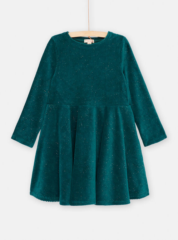 Vestido azul pato con brillo para niña SADUROB3 / 23W901P3ROB714