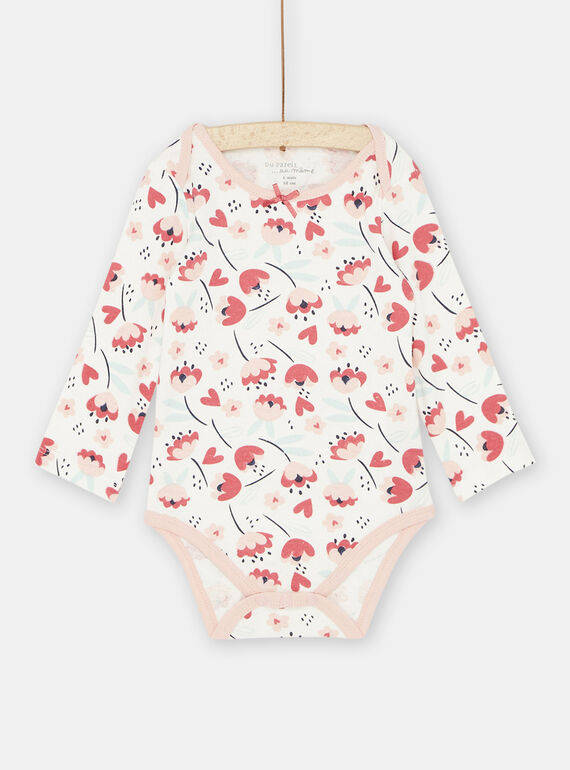 Body crudo y rosa con estampado de amapolas para bebé niña SEFIBODMAX / 23WH1361BDL001