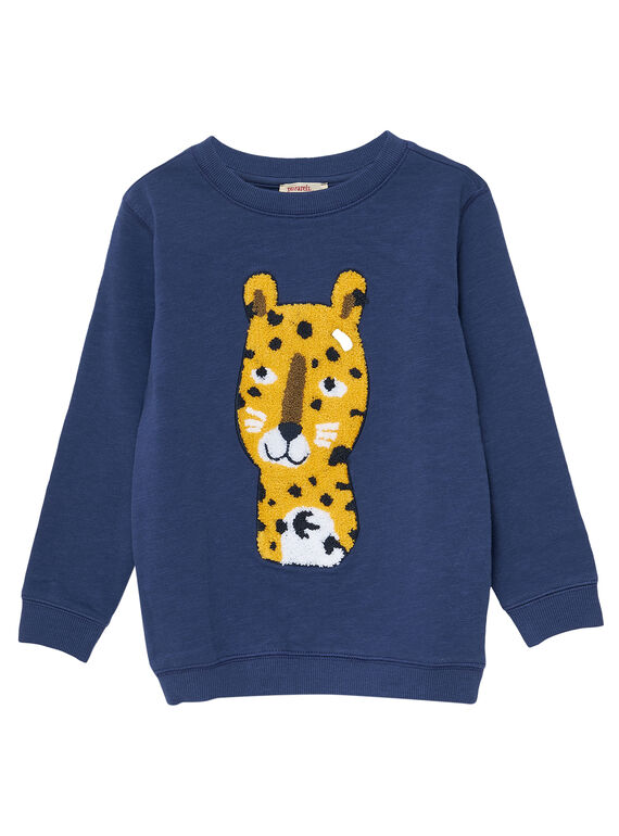 Sudadera de cuello redondo de color azul pantera para niño JOTROSWE / 20S902F1SWEC205