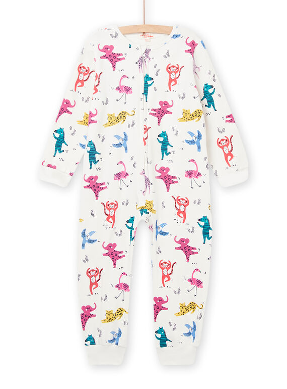 Mono de muletón de color crudo con estampado de animales multicolor para niña MEFACOMBAOP / 21WH1191D4F001