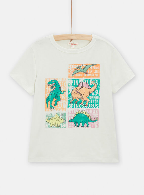 Camiseta de color crudo con estampado de dinosaurios para niño TOCOTI2 / 24S902N1TMC002