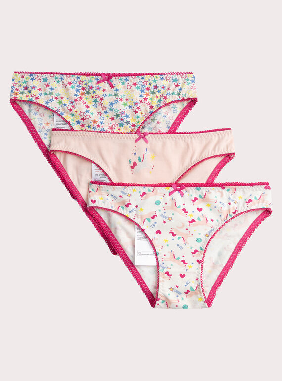 Lote de 3 bragas con estampado de fantasía para niña  VEFALOTUNI / 24WH1182D5L001