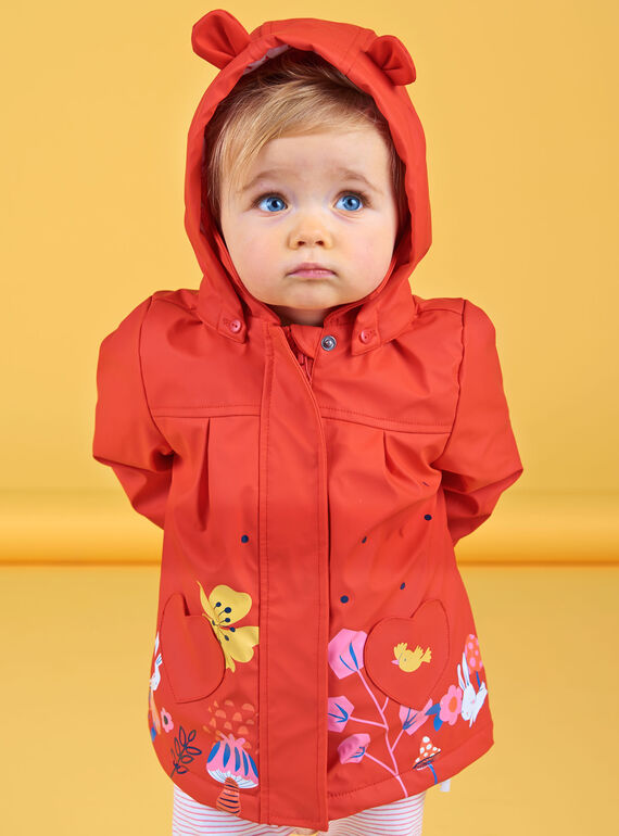 Impermeable rojo con capucha, para bebé niña LIHAIMP / 21SG09R1IMP505