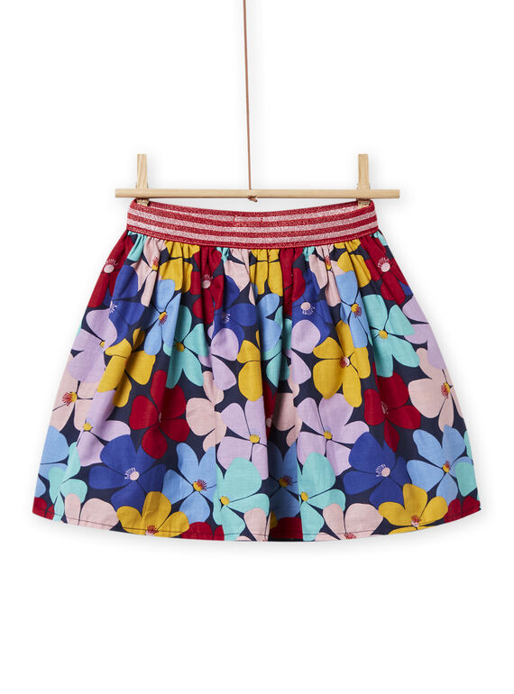 Falda reversible azul marino con estampado floral y pájaro para niña NALUJUP1 / 22S901P1JUP070