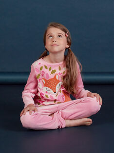 Pijama rosa de terciopelo con estampado de zorro para niña MEFAPYJCLA / 21WH1196PYJ313