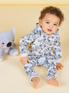 Sudadera con capucha de color gris y crudo, con estampado de koalas para bebé niño LUPOEGIL / 21SG10Y1GILA011