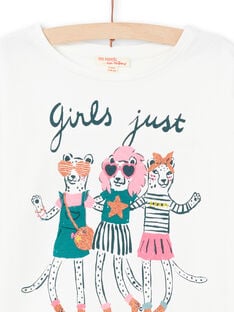 Camiseta de manga larga de color crudo con estampado de animales de fantasía para niña MAKATEE4 / 21W901I3TML001