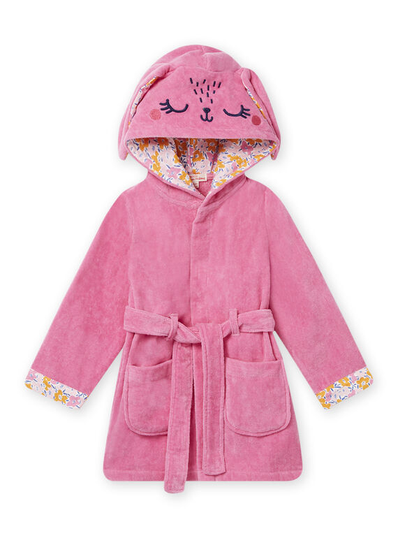 Bata rosa con capucha y dibujo de conejo para niña NEFAROBRAB / 22SH11G1RDCD330