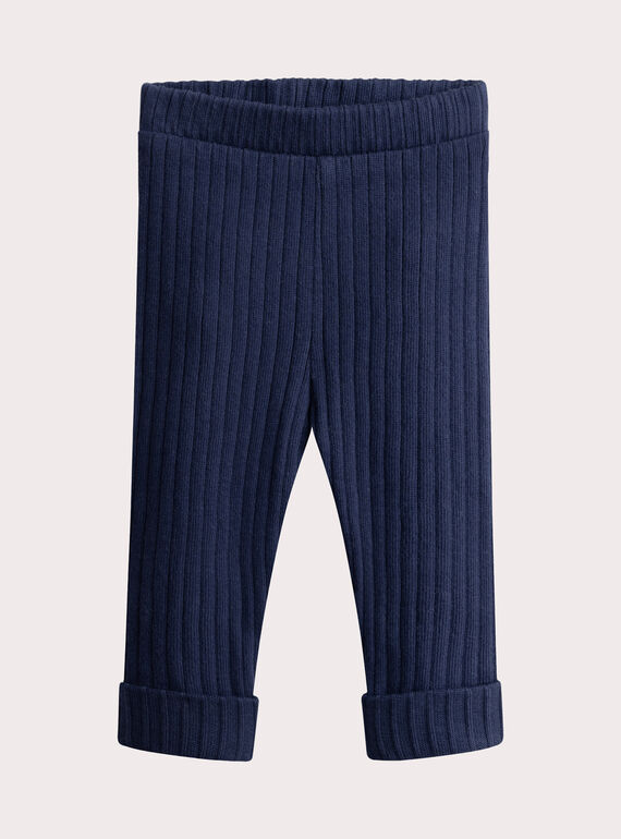 Legging de canalé azul marino para bebé niña VYIJOLEGCO3 / 24WI09G3CALC205