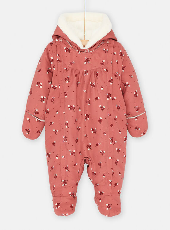 Buzo de color melocotón oscuro con estampado de flores para bebé niña SIREPIL / 23WG09D2PILD321