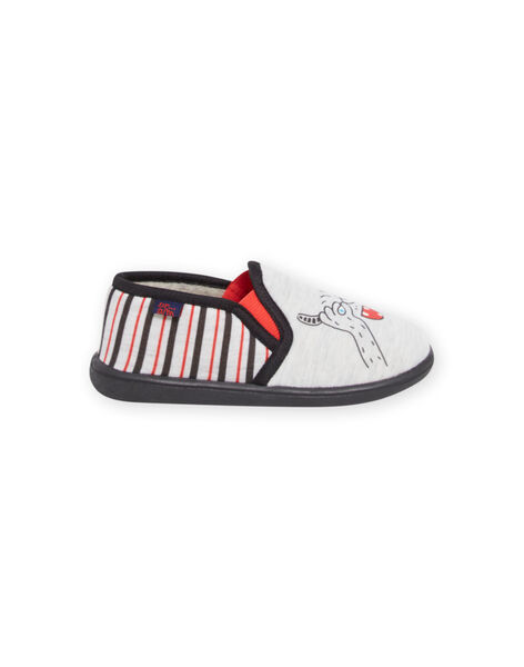 Zapatillas de casa gris jaspeado, negro y rojo para niño NOPANTCACHE / 22KK3621D0B943