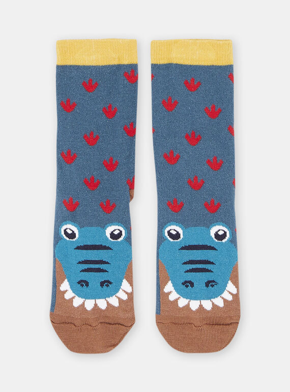 Calcetines de color turquesa con estampado de cocodrilo para niño SYOJOCHO3 / 23WI02B7SOQC217