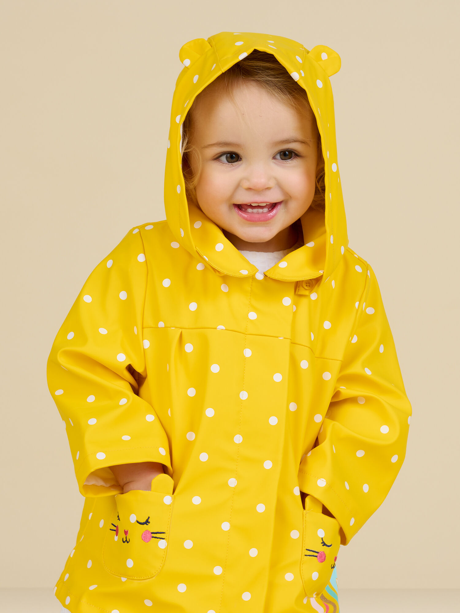 Impermeable amarillo de lunares para beb ni a