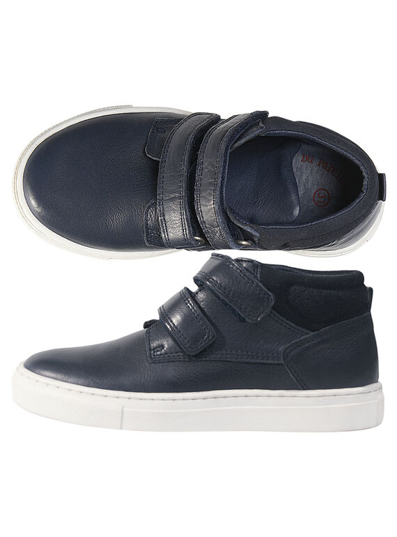 Zapatillas de piel de color azul marino para niño GGBASGO / 19WK36ICD3F070