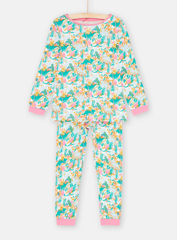 Pijama crudo con estampado tropical para niña SEFAPYJDIN / 23WH1142PYJ001