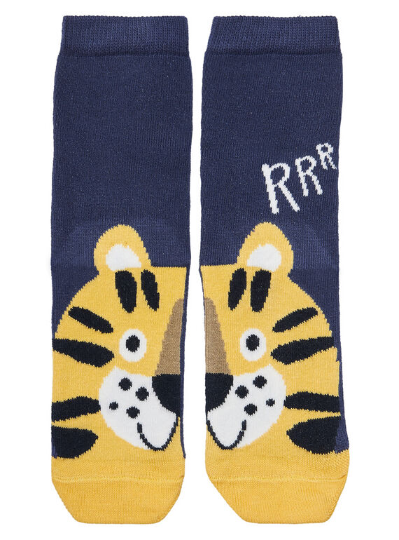 Calcetines de color azul con estampado de tigre para niño JYOTROCHO2 / 20SI02F2SOQC205