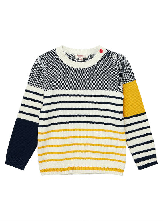 Jersey de algodón de rayas y jacquard de color azul marino, amarillo y gris JOJOPUL4 / 20S90241D2E705