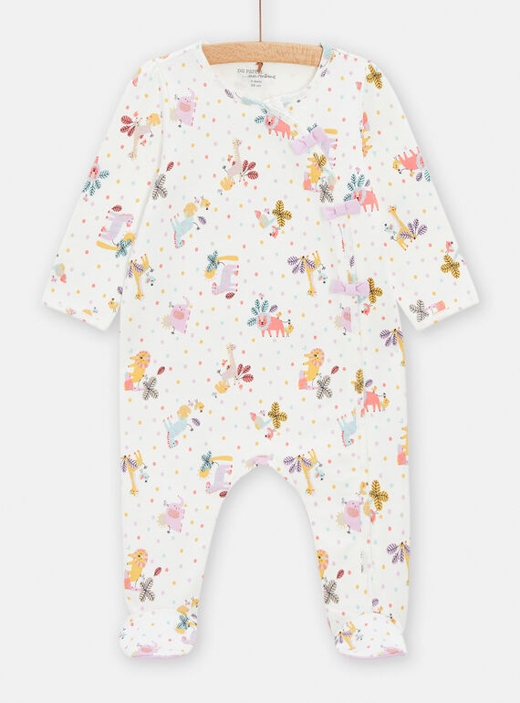 Pelele de color crudo con estampado de animales para bebé niña TEFIGRESAV / 24SH1341GRE001
