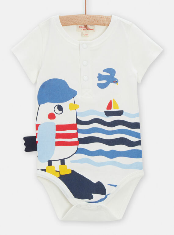 Body blanco con estampado de mar para bebé niño TUCLUBOD / 24SG10O1BOD001