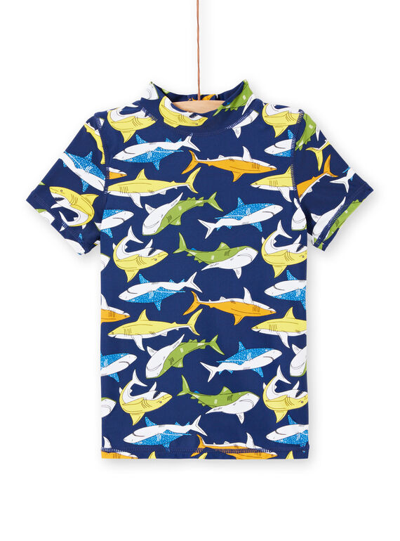 Camiseta con protección solar azul marino, para niño LYOMERUVTIREQ / 21SI02D2TUV070
