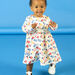 Vestido de color crudo y azul, con estampado floral, para bebé niña