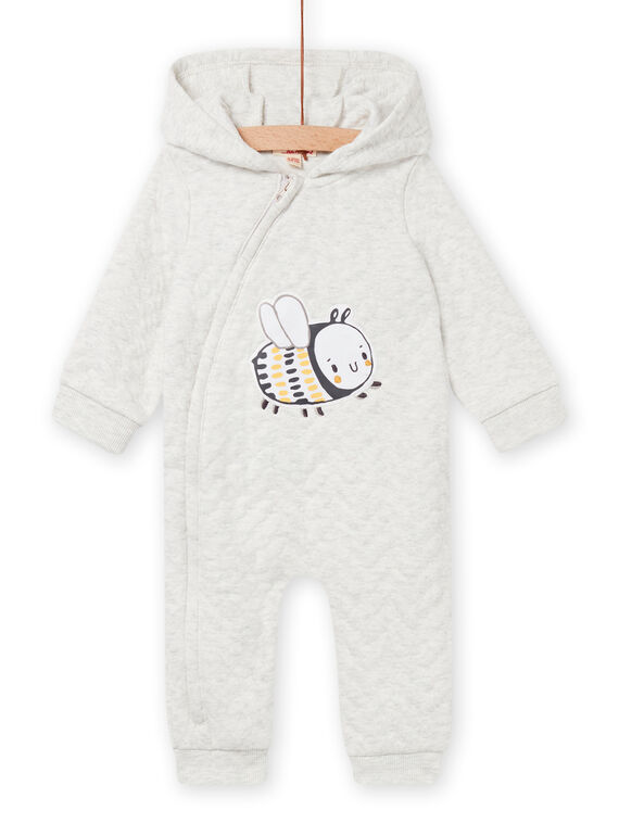 Mono gris jaspeado con capucha para recién nacido unisex NOU1COM / 22SF0541CBLJ920