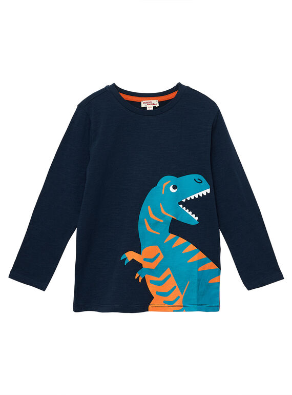 Camiseta de manga larga de color azul marino con estampado de dinosaurio para niño JOJOTEE1 / 20S90242D32705