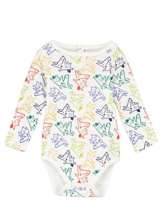 Body de manga larga de rayas de color crudo y azul pastel para niño recién nacido GEGABODAOP / 19WH14N1BDL001