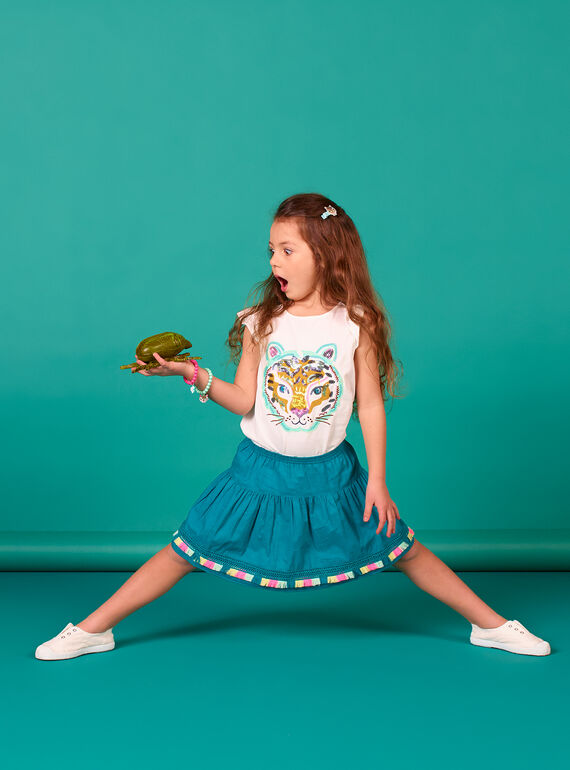 Camiseta de manga corta con estampado de cara de tigre para niña LAVERTI4 / 21S901Q4TMC001