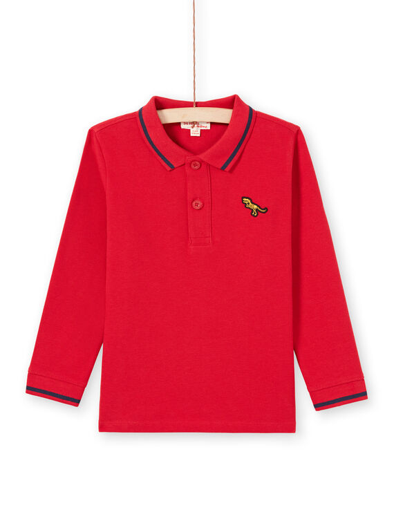 Polo de manga larga liso de color rojo para niño MOJOPOL4 / 21W90211POL505