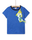 Camiseta de color azul inglés con dibujo de loro para niño NOGATI3 / 22S902O1TMC702