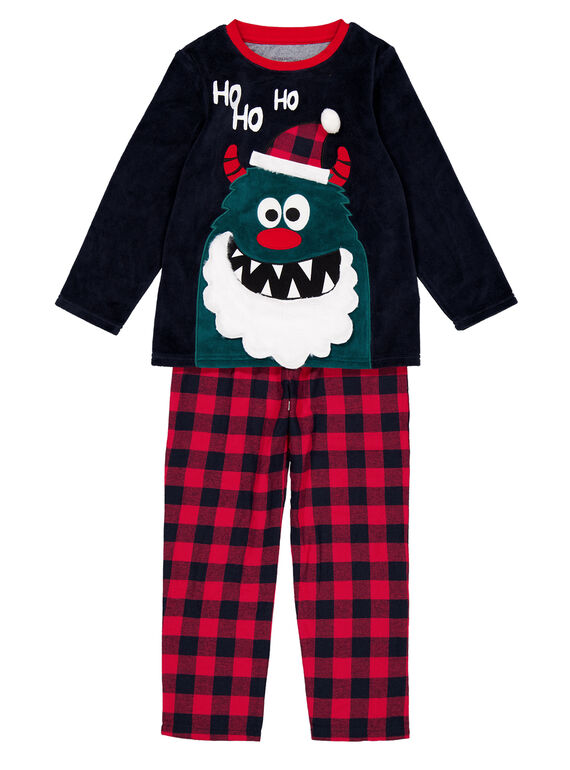 Pijama de Navidad de terciopelo con parte inferior de franela para niño GEGOPYJNO2 / 19WH12T1PYJC243