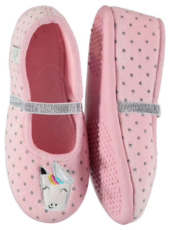 Zapatillas de casa de unicornio de color rosa con brillo para niña GFBALLIC / 19WK35Z5D07321