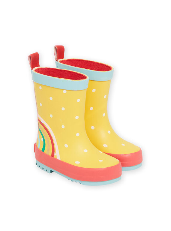 Botas de agua amarillas con estampado de arcoíris para bebé niña NIPLUIRAINBO / 22KK3761D0C010