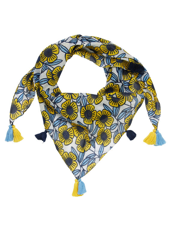 Fular de algodón con estampado de flores azules y amarillas para niña JYATROFOUL / 20SI01F1FOU001