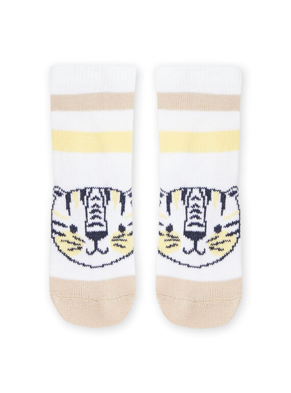 Calcetines blancos con estampado de tigre y rayas. RYUNEOCHO / 23SI1071SOQ000