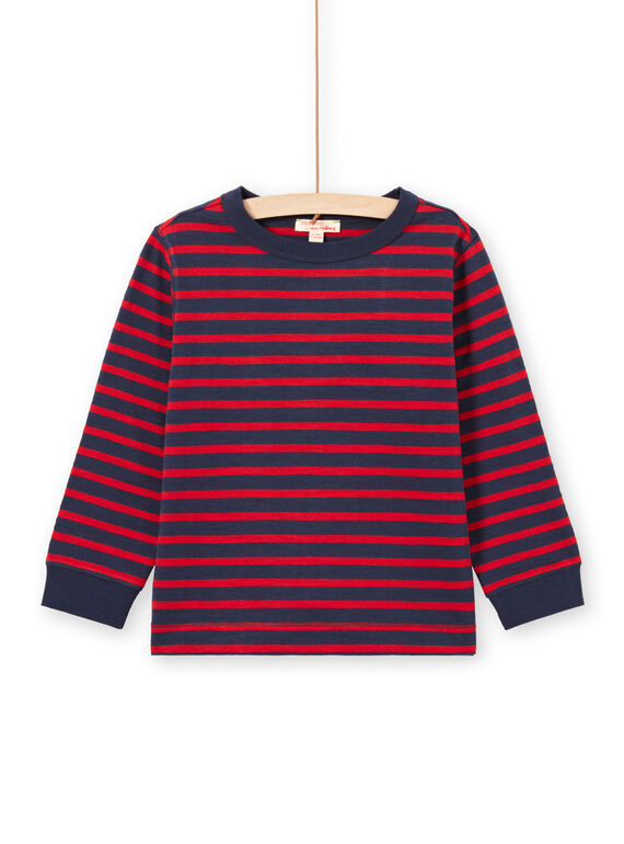 Camiseta de manga larga de rayas de color rojo y azul marino para niño MOJOTIRIB2 / 21W90224TML505