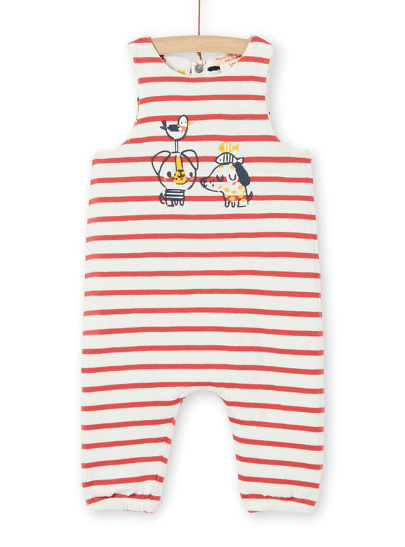 Peto reversible de algodón, de color crudo y rojo para bebé niño LUNOSAL / 21SG10L1SAL001