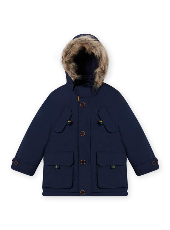 Parka 3 en 1 con capucha de color azul marino para niño MOGROPAR3 / 21W90261PAR705