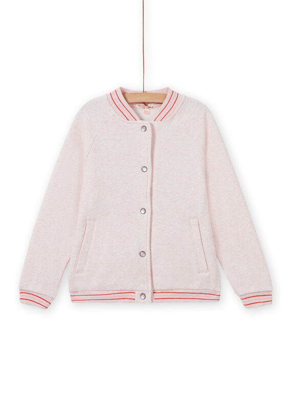 Chaqueta de chándal estilo teddy de color rosa jaspeado para niña MAJOHAUJOG2 / 21W90112JGHD314