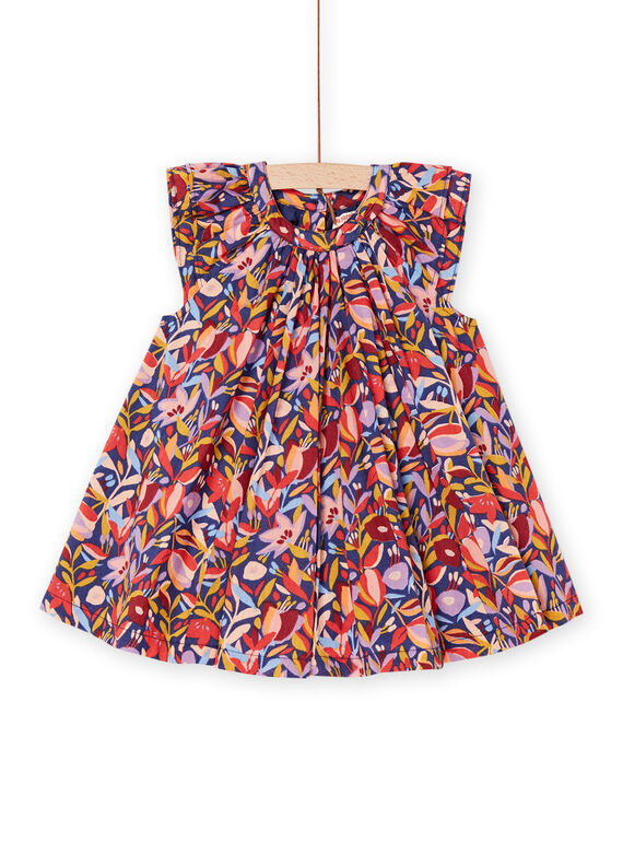 Vestido de color índigo con estampado de flores RISUNROB2 / 23SG09K1ROB703