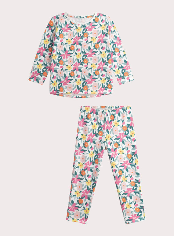 Pijama color crudo estampado para niña WEFAPYJFLO / 25SH1193PYJ001
