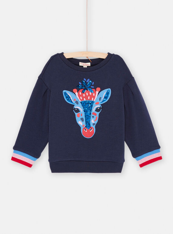 Sudadera azul noche con dibujo de jirafa para niña SAFORSWEA / 23W901K1SWEC205