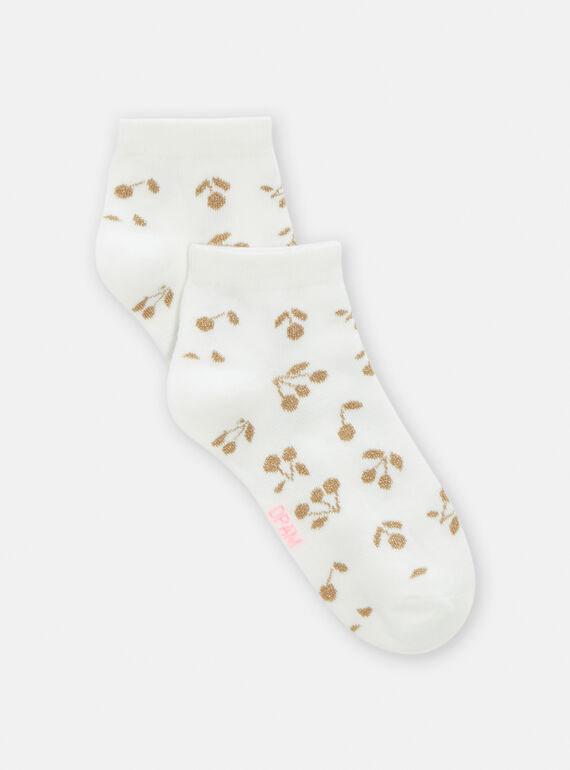 Calcetines de color crudo con estampado de cerezas para niña TYARYCHO / 24SI01C5SOQ001